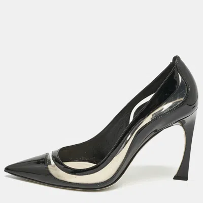 Pre-owned Dior Black Patent Leather And Pvc Pointed Toe Pumps Size 40
