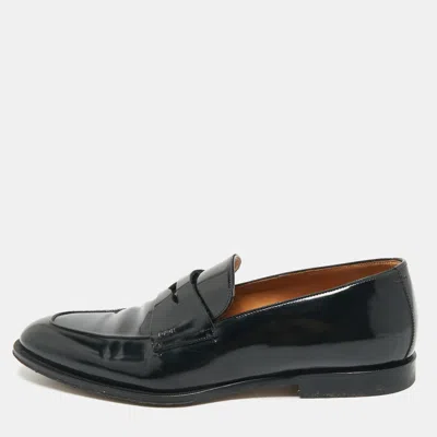 Pre-owned Dior Black Patent Leather Penny Loafers Size 41.5
