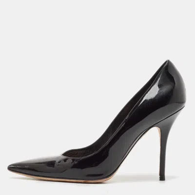 Pre-owned Dior Black Patent Leather Pointed Toe Pumps Size 37.5