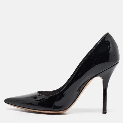 Pre-owned Dior Black Patent Leather Pointed Toe Pumps Size 38