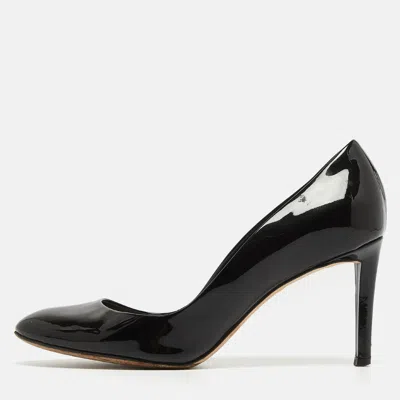 Pre-owned Dior Black Patent Leather Round Toe Pumps Size 37.5
