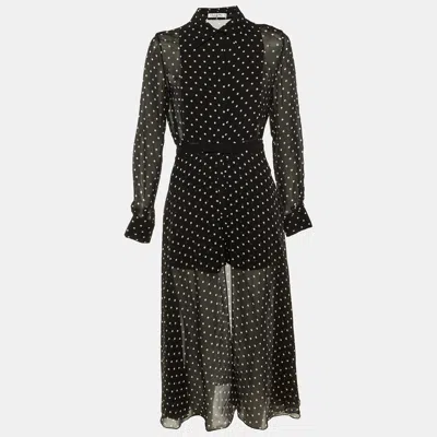 Pre-owned Dior Black Polka Dot Silk Overlay Skirt & Playsuit Set M
