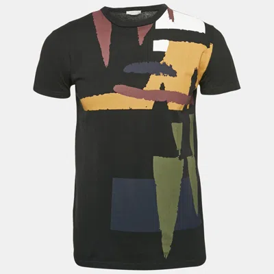 Pre-owned Dior Black Printed Cotton Jersey Crew Neck T-shirt Xs