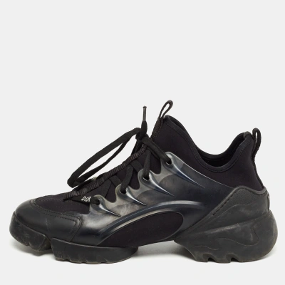 Pre-owned Dior Black Pvc And Fabric D-connect Trainers Size 36