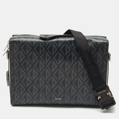 Pre-owned Dior Black Pvc Coated Canvas Cd Diamond Lingot Messenger Bag