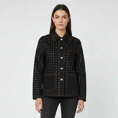 Pre-owned Dior Black Riveted Denim Button Front Jacket M