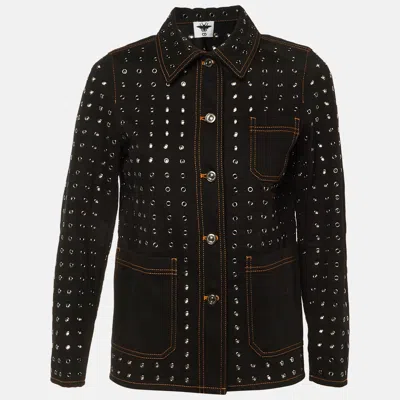 Pre-owned Dior Black Riveted Denim Button Front Jacket S