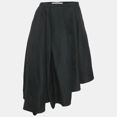 Pre-owned Dior Black Silk Blend Quilted Asymmetric Skirt M