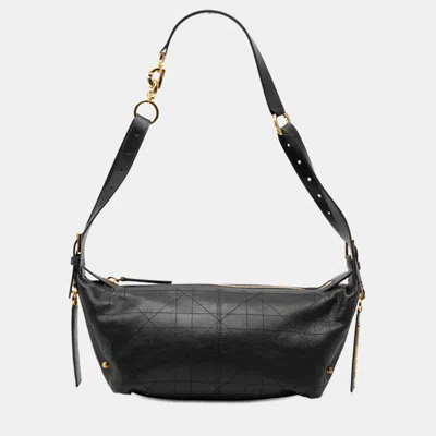 Pre-owned Dior Black Small Crinkled Calfskin Macrocannage D Journey Bag