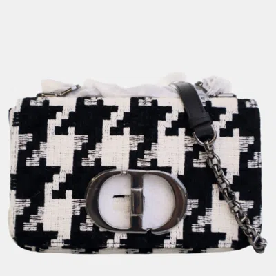 Pre-owned Dior Black Small Technical Canvas Macro Houndstooth Caro Bag