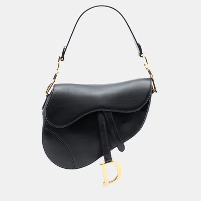 Pre-owned Dior Black Smooth Calfskin Saddle Bag