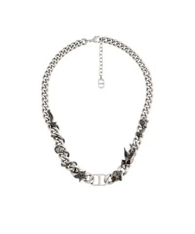Dior Black Star Chain Link Necklace In Metallic