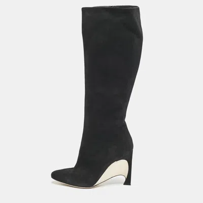 Pre-owned Dior Black Suede Knee Length Boots Size 39.5