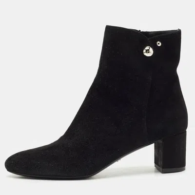 Pre-owned Dior Black Suede Zipped Ankle Length Boots Size 40