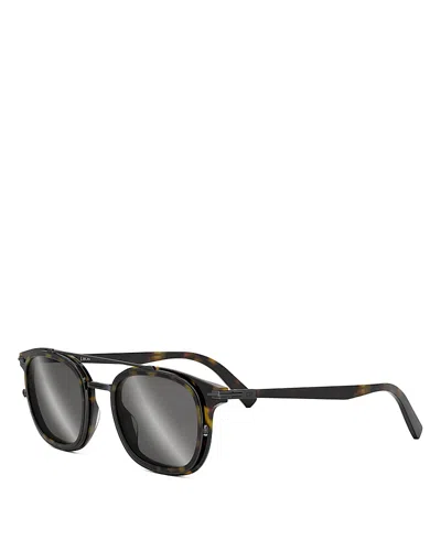 Dior Blacksuit S14i Square Sunglasses, 49mm In Havana/gray Mirrored Solid