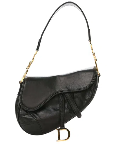 Dior Black Supple Calfskin Leather Mini Saddle Bag (authentic Pre-loved)