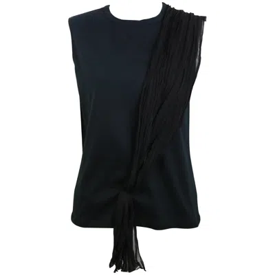 Pre-owned Dior Black Tank Top With Silk Wrap Details