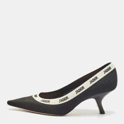 Pre-owned Dior Black Technical Fabric J'a Embroidered Pointed Toe Pumps Size 41