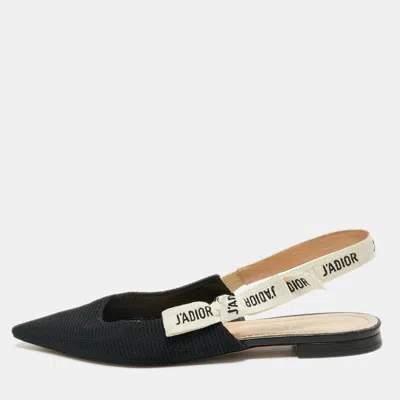 Pre-owned Dior Black Technical Fabric J'a Pointed Toe Flat Slingback Sandals Size 40