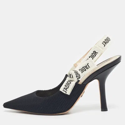 Pre-owned Dior Black Technical Fabric J'a Pointed Toe Slingback Pumps Size 36.5