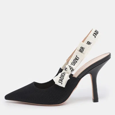 Pre-owned Dior Black Technical Fabric J'a Slingback Pumps Size 36.5
