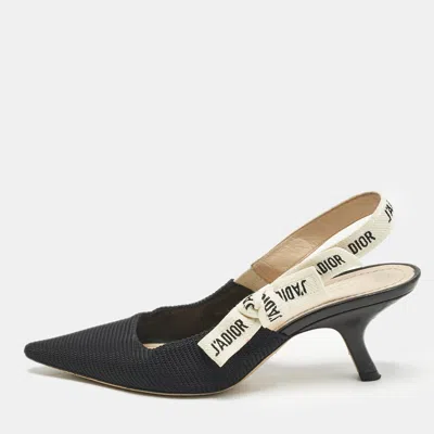 Pre-owned Dior Black Technical Fabric J'a Slingback Pumps Size 38