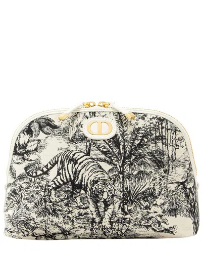 Dior Black Toile De Jouy Canvas Montaigne 30 Cosmetic Pouch (authentic Pre-loved) In Neutral