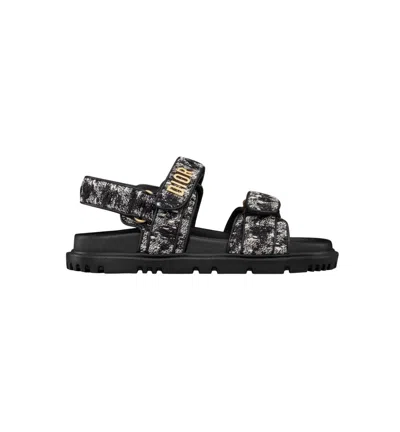 Dior Black Tweed Slip-on Sandals For Women