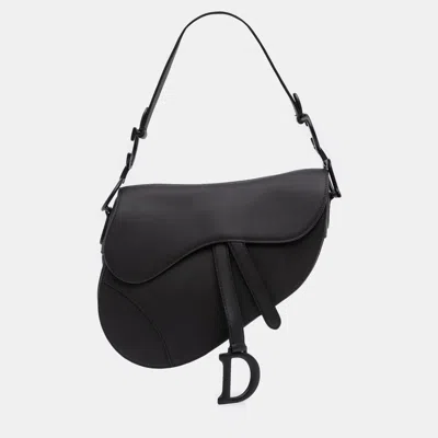 Pre-owned Dior Black Ultra Matte Calfskin Saddle Bag