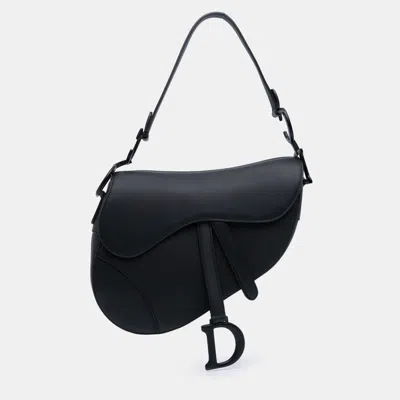 Pre-owned Dior Black Ultra Matte Calfskin Saddle Bag