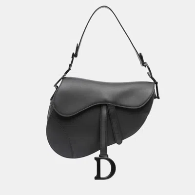 Pre-owned Dior Black Ultra Matte Calfskin Saddle Bag