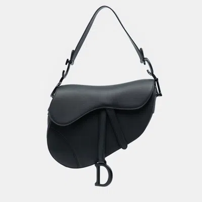Pre-owned Dior Black Ultra Matte Calfskin Saddle Bag