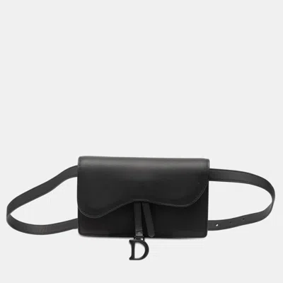 Pre-owned Dior Black Ultramatte Saddle Belt Bag