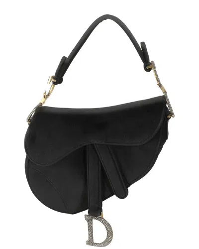 Dior Black Velvet Crystal Mini Saddle Bag (authentic Pre-loved)