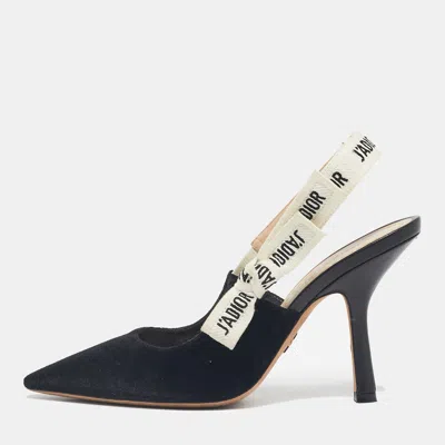 Pre-owned Dior Black Velvet Fabric And Canvas J'a Pumps Size 36