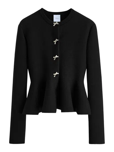 Dior Black Virgin Wool-blend Knit Peplum Jacket