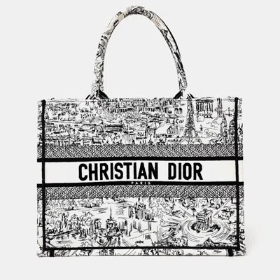 Pre-owned Dior Black White Canvas Book Tote Bag