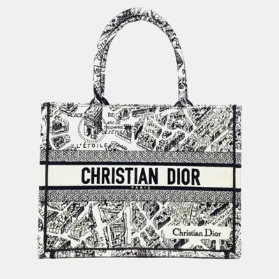 Pre-owned Dior Black White Fabric Book Tote Bag