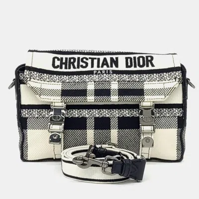 Pre-owned Dior Black White Fabric Camp Bag Small