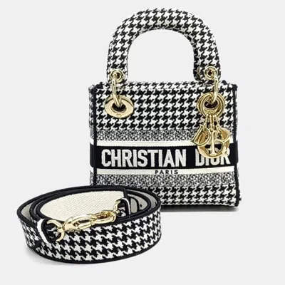 Pre-owned Dior Black White Fabric D-lite Lady Bag Mini