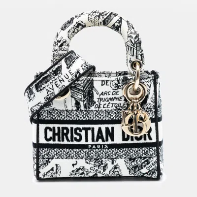Pre-owned Dior Black White Mini Embroidered Canvas Plan De Paris Lady D Lite