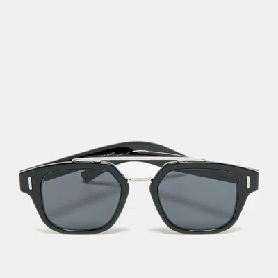 Pre-owned Dior Black/silver Fraction Tone 8072k Aviator Sunglasses