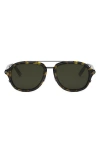 Dior Blacksuit A4u 53mm Pilot Sunglasses In Dark Havana/green
