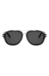 Dior Blacksuit A4u 53mm Pilot Sunglasses In Shiny Black/smoke