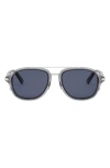 Dior Blacksuit A4u 53mm Pilot Sunglasses In Shiny Blue/blue