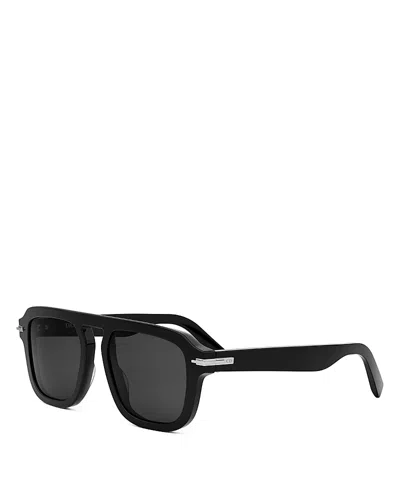 Dior Blacksuit Rectangular Sunglasses, 52mm In Shiny Black Smoke