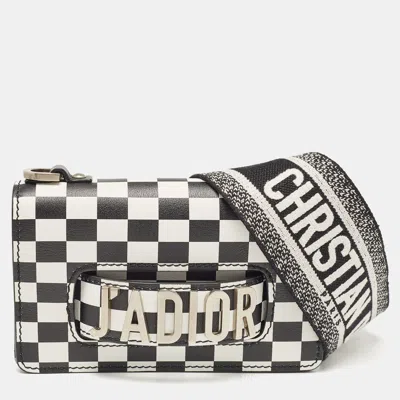 Pre-owned Dior Black/white Leather Miss J'a Checkered Crossbody Bag