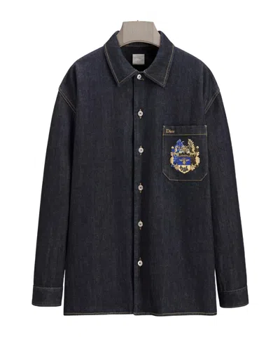 Dior Blason Denim Overshirt In Blue