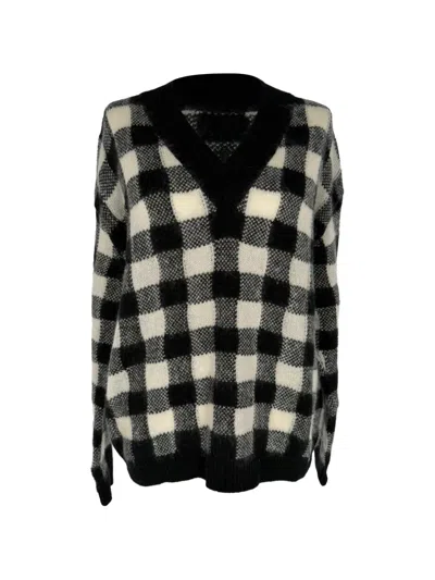 Pre-owned Dior Block-check Knit Sweater In Black