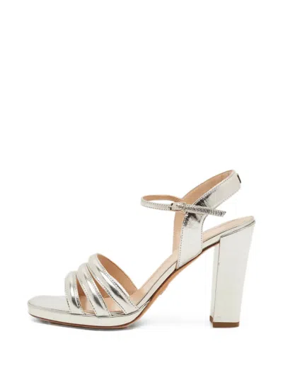 Pre-owned Dior Block-heel Ankle-strap Sandals In Silver